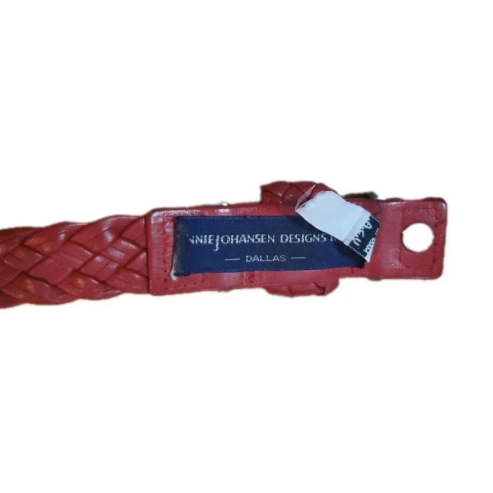 Vintage Ginnie Johansen‎ Designs Dallas TX Braided Red Leather Waist Belt Sz S/M